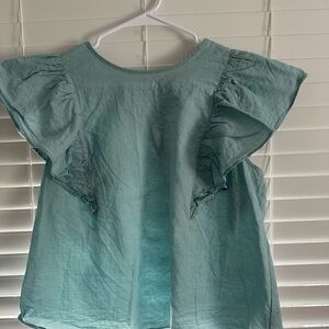 a new day Teal Ruffle Sleeve Blouse